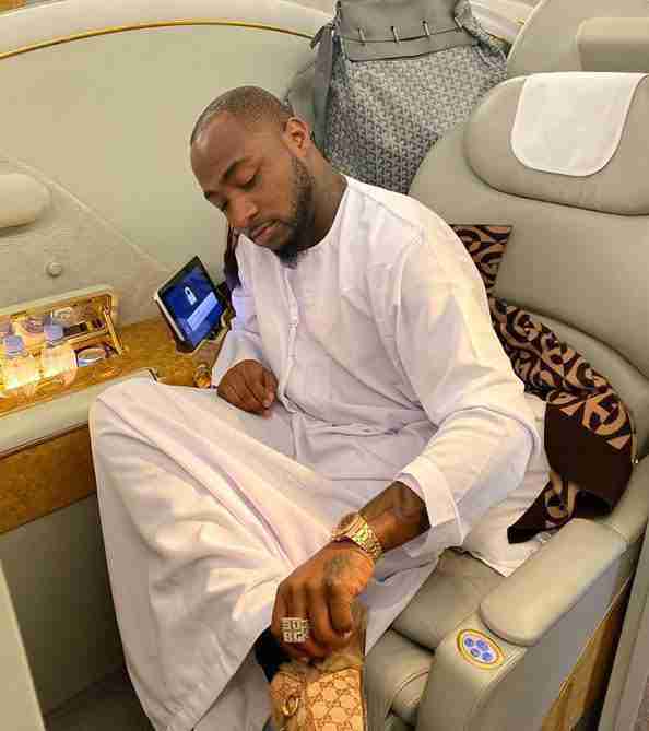 Davido flying first-class on air plane